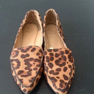 a new day Leopard Print Pointed Loafers - Brown & Black